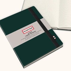 Hunter forest green Jotter 208 page notebook-pocket/band closure/much more-NWT